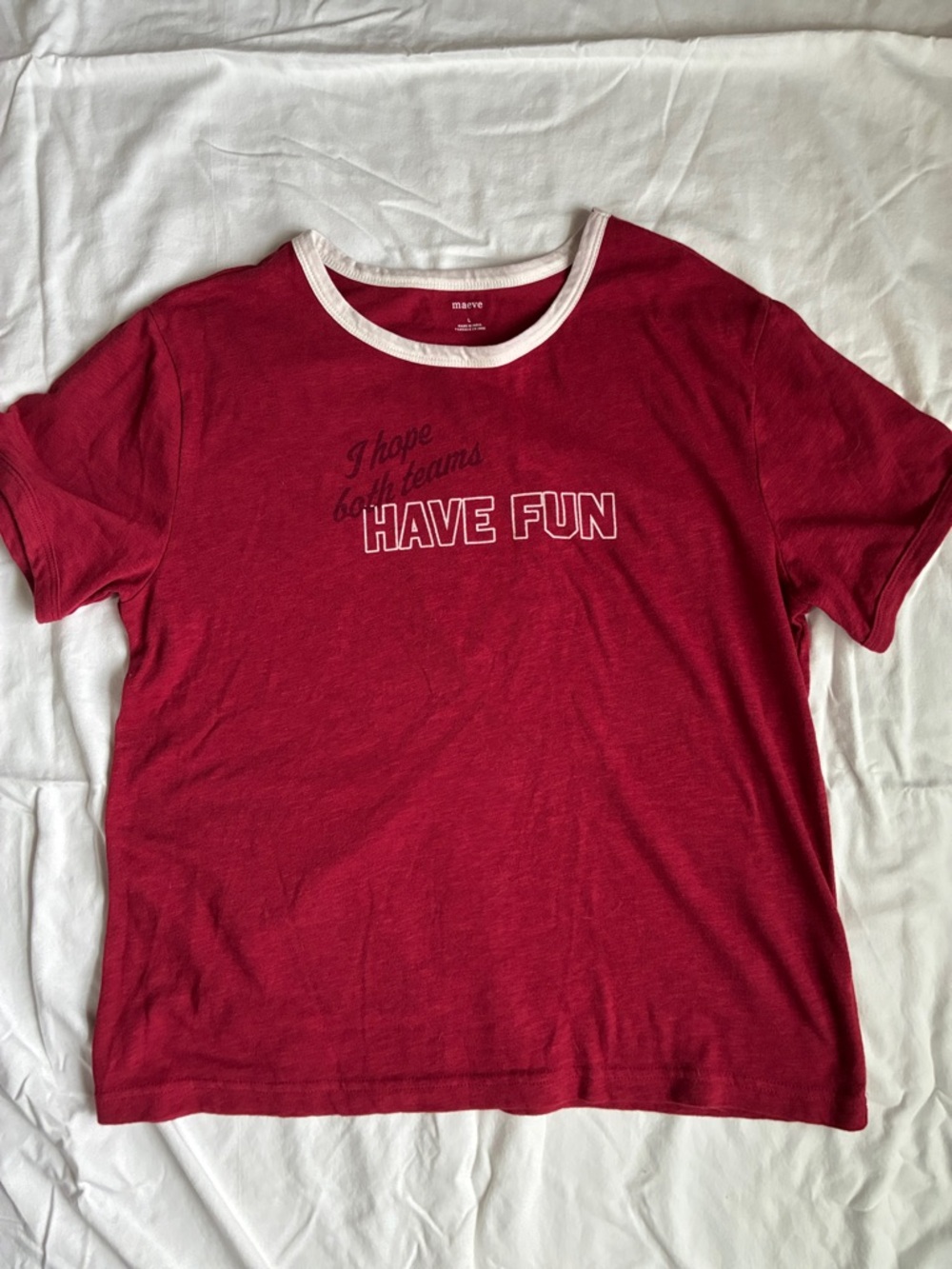 Have Fun Graphic Ringer Tee - Red